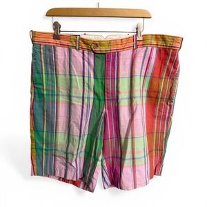 Polo Ralph Lauren Mens Patchwork Madras Plaid Shorts Multi Color Cinch Back 40